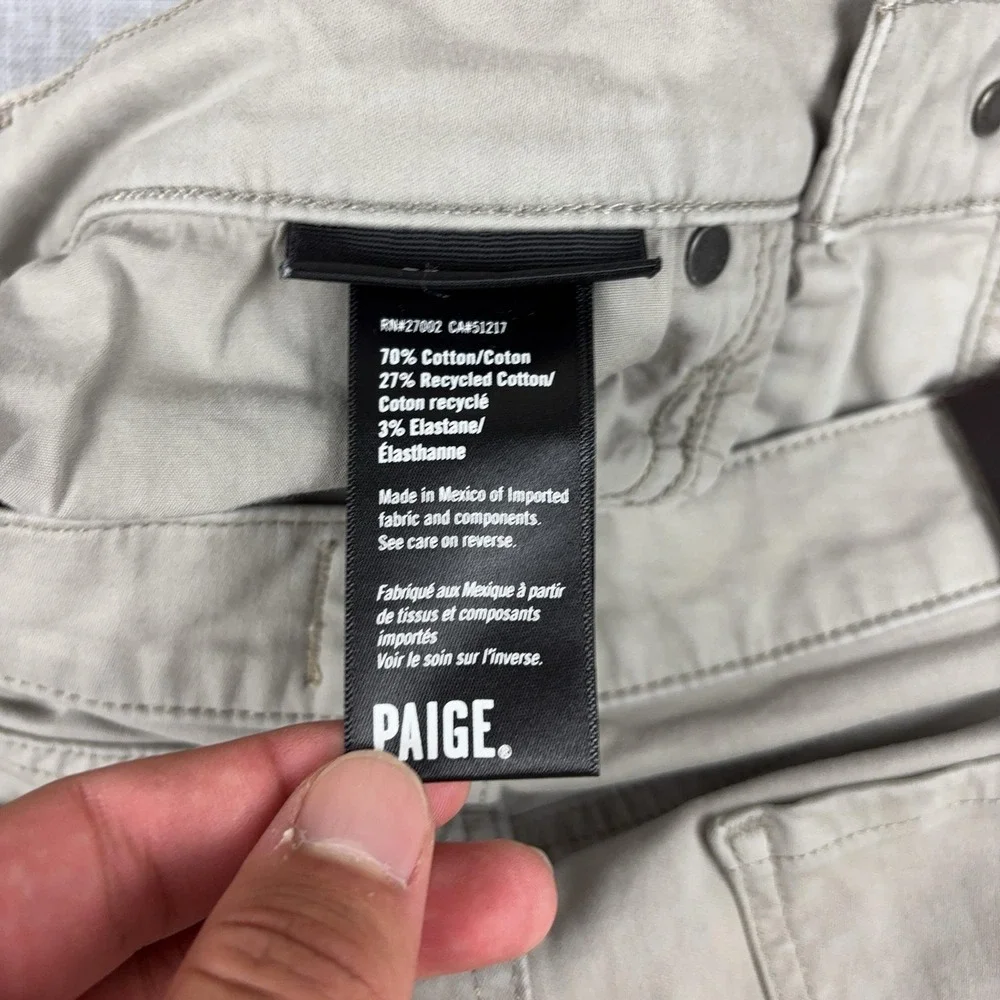 Paige Jeans Mens 29x27 Beige Light Wash Straight Leg Stretch Denim Pants